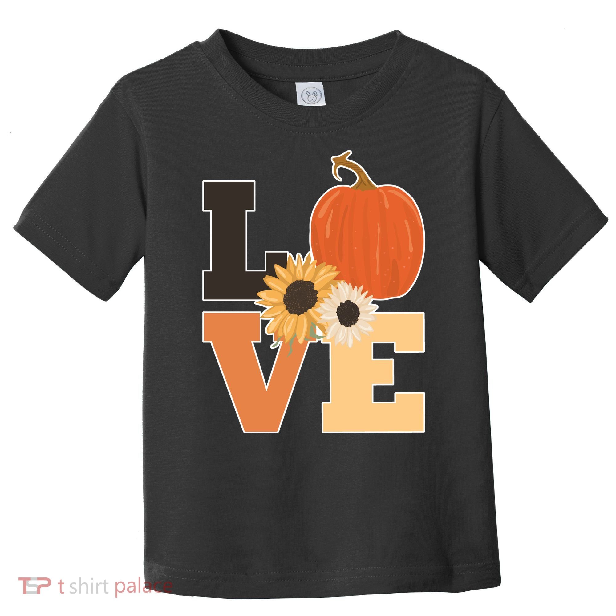 LOVE Autumn Floral Pumpkin Fall Season Toddler T-Shirt