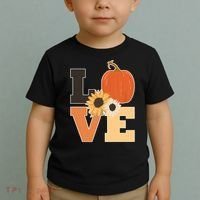 LOVE Autumn Floral Pumpkin Fall Season Toddler T-Shirt thumb 2