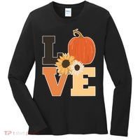 LOVE Autumn Floral Pumpkin Fall Season Women's Long Sleeve Shirt thumb 0
