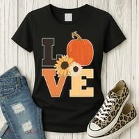 LOVE Autumn Floral Pumpkin Fall Season Women's T-Shirt thumb 3
