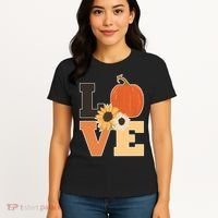 LOVE Autumn Floral Pumpkin Fall Season Women's T-Shirt thumb 4