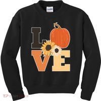 LOVE Autumn Floral Pumpkin Fall Season Kids Sweatshirt thumb 0