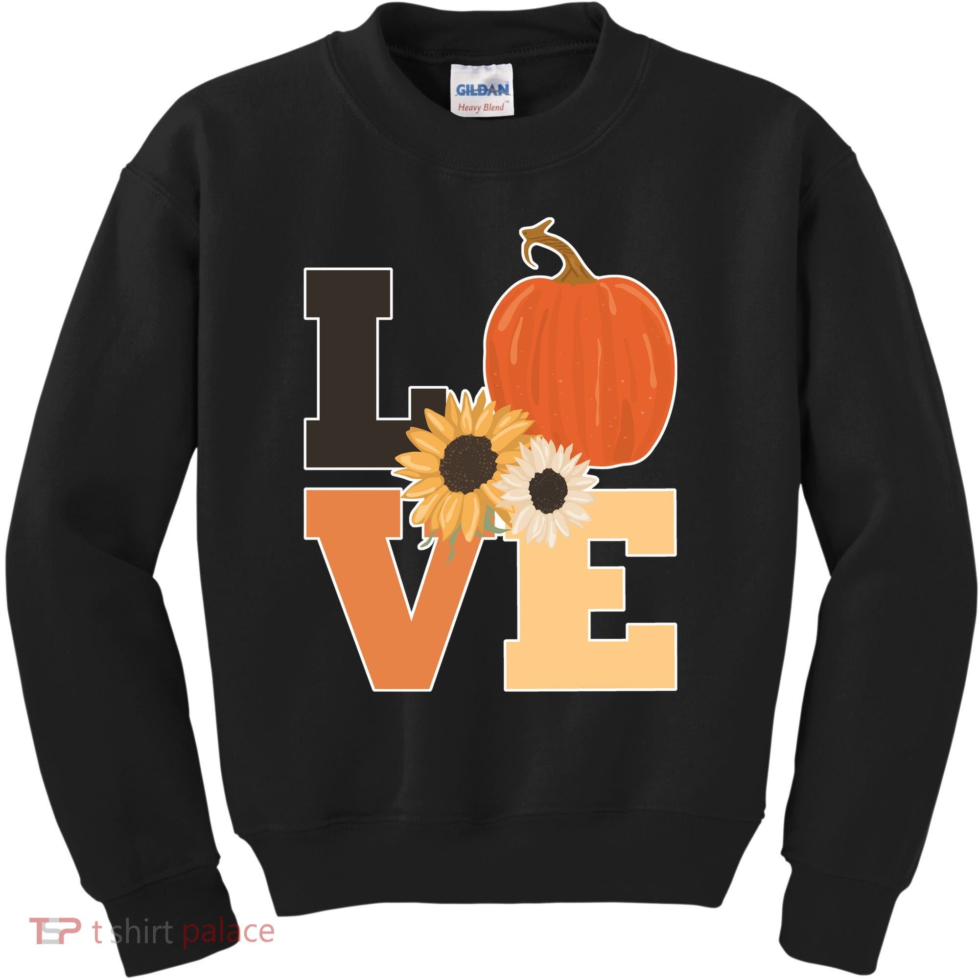 LOVE Autumn Floral Pumpkin Fall Season Kids Sweatshirt