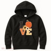 LOVE Autumn Floral Pumpkin Fall Season Kids Hoodie thumb 0