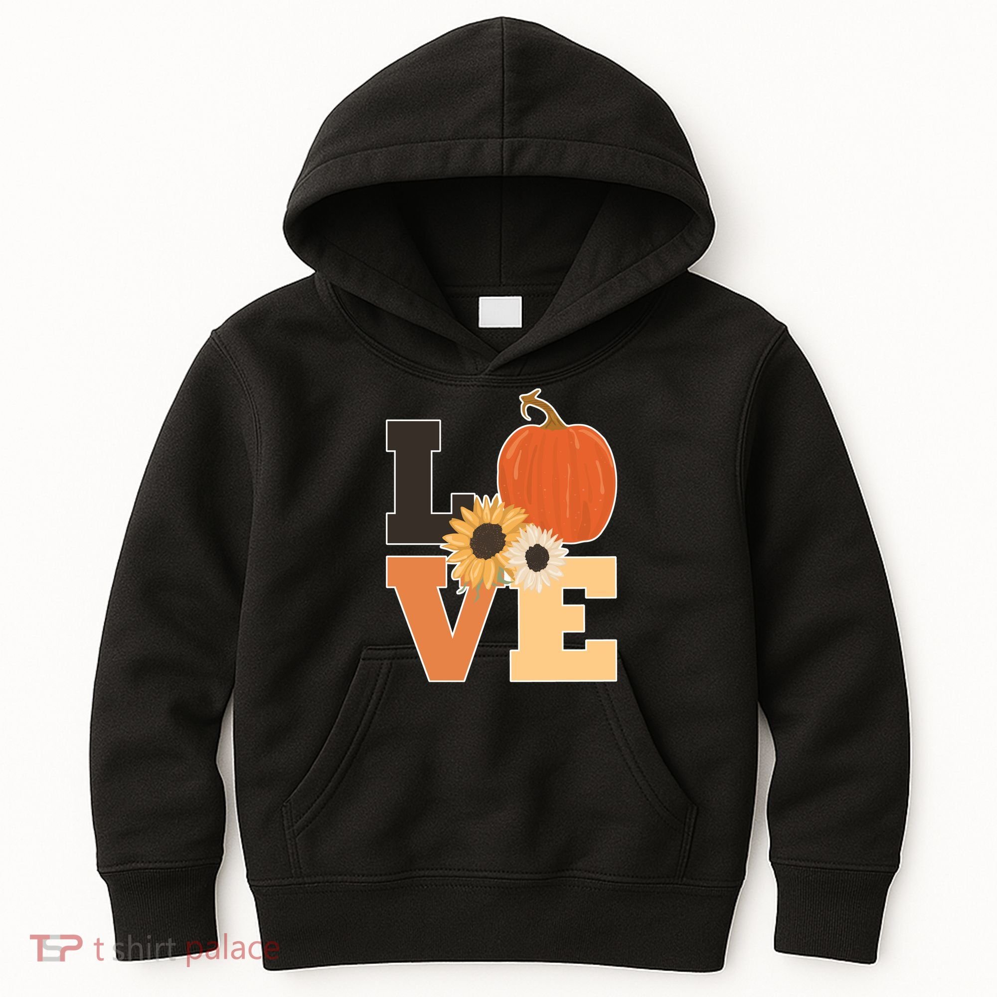 LOVE Autumn Floral Pumpkin Fall Season Kids Hoodie