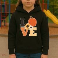 LOVE Autumn Floral Pumpkin Fall Season Kids Hoodie thumb 3