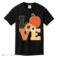 LOVE Autumn Floral Pumpkin Fall Season Kids T-Shirt thumb 0