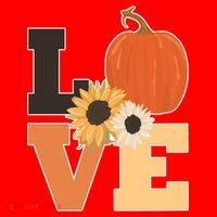 LOVE Autumn Floral Pumpkin Fall Season Santa Hat thumb 1