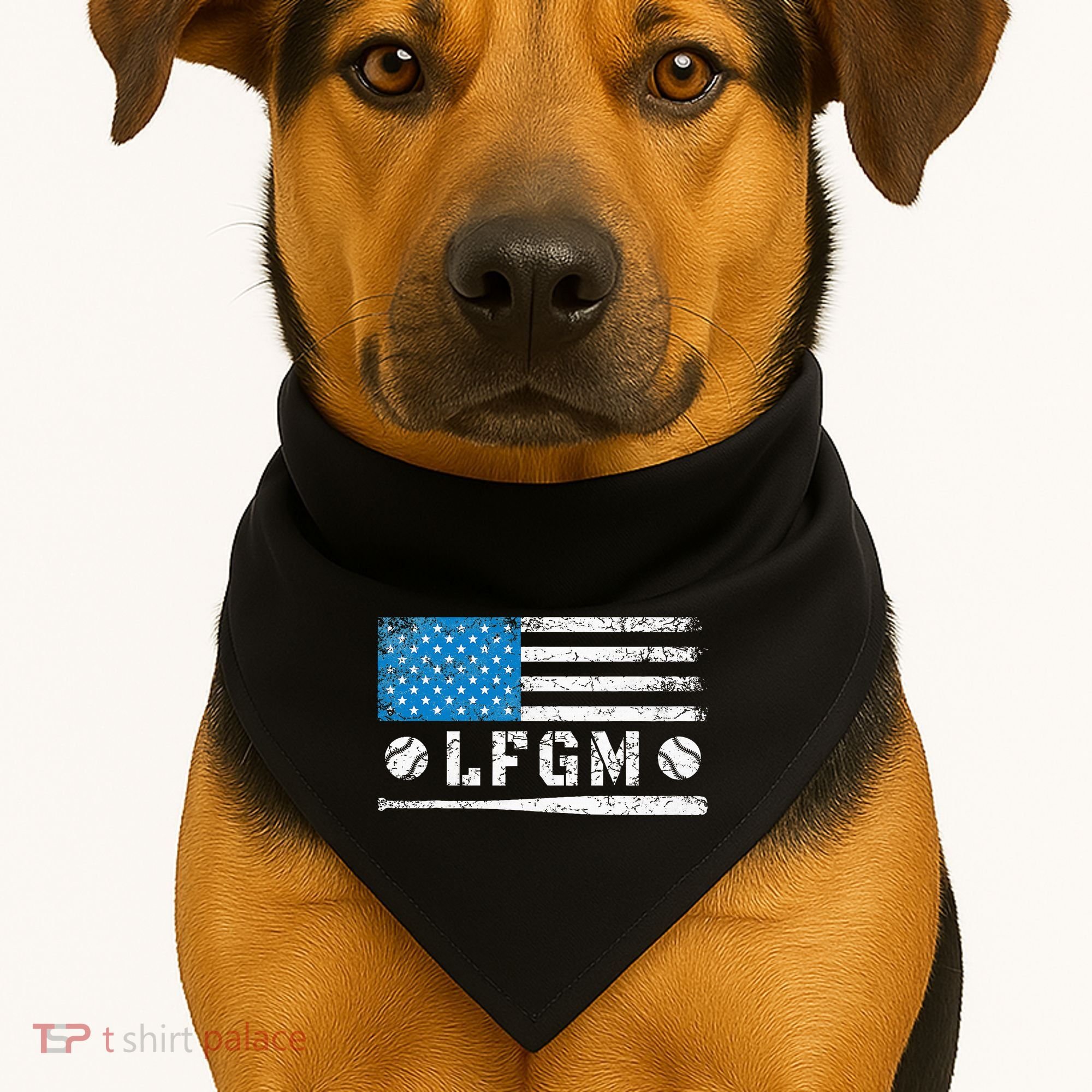 Lfgm American Flag Baseball Fan USA-Made Doggie Bandana