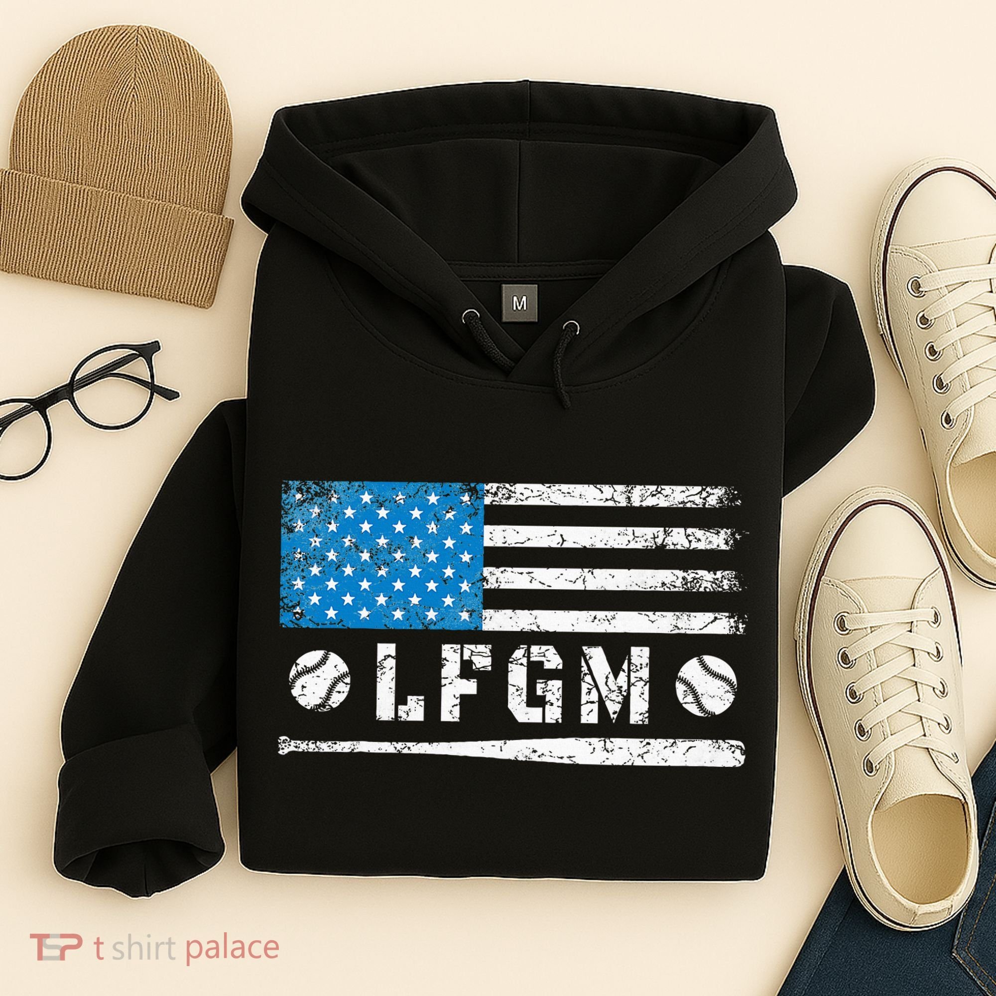 Lfgm American Flag Baseball Fan Hoodie