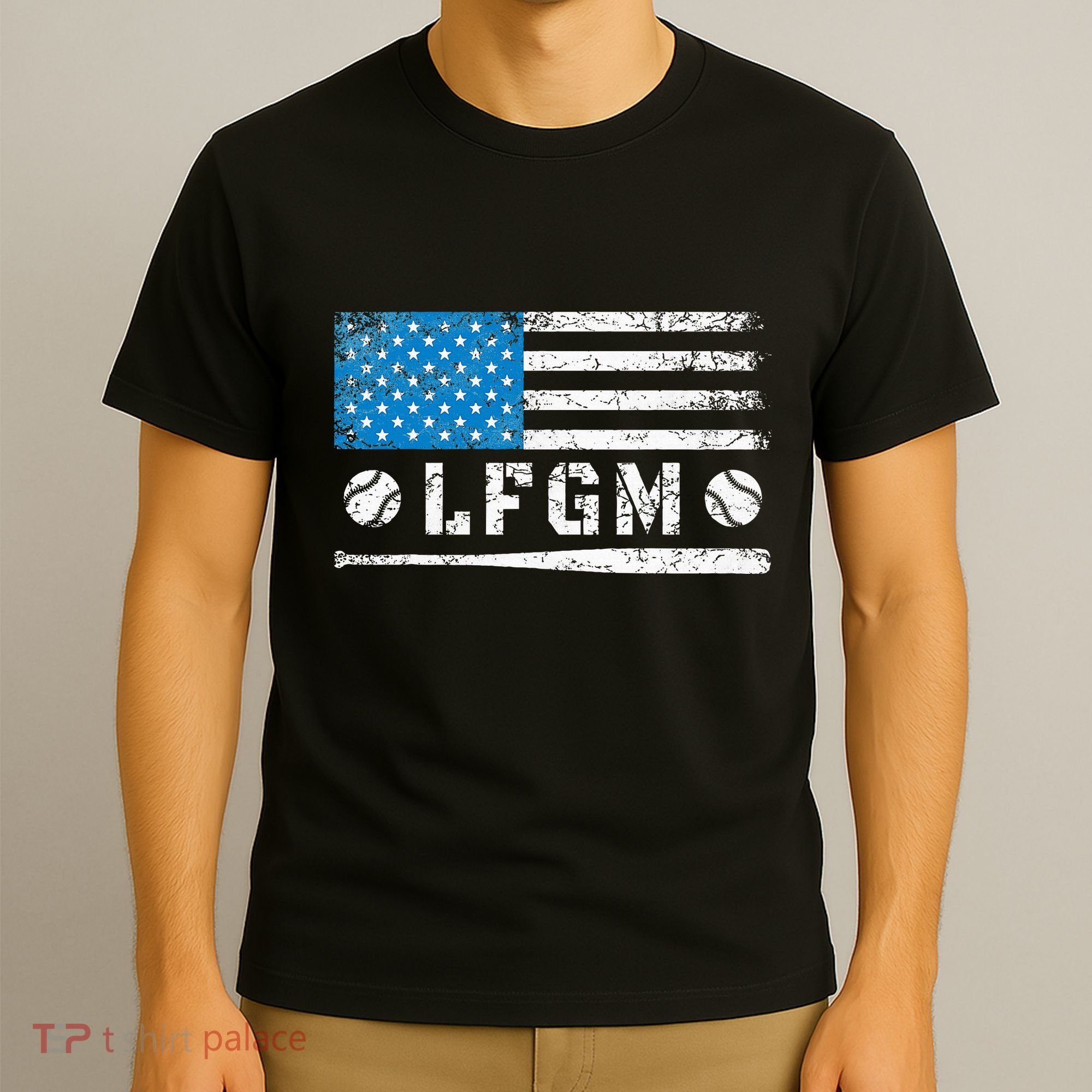 Lfgm American Flag Baseball Fan T-Shirt