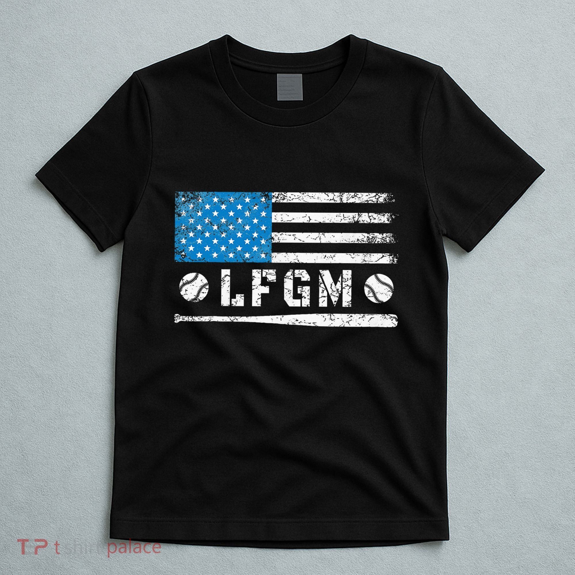 Lfgm American Flag Baseball Fan T-Shirt