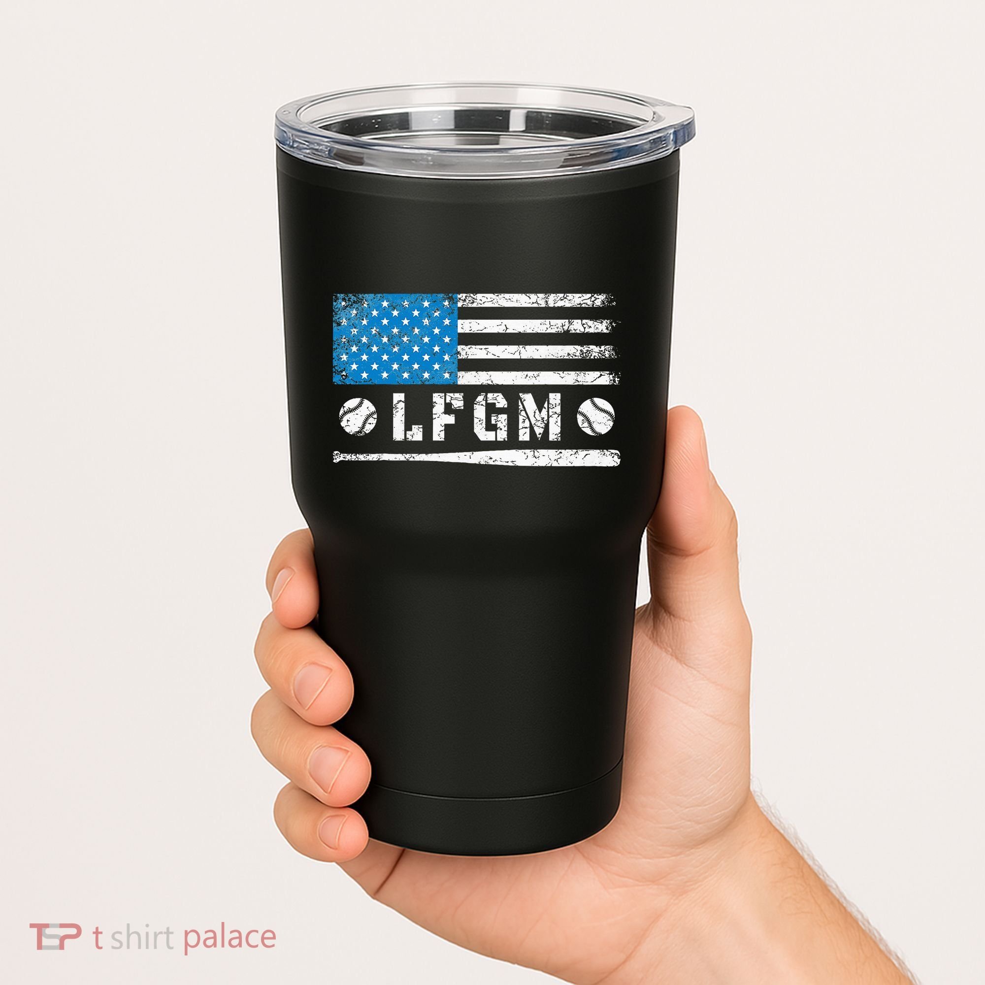 Lfgm American Flag Baseball Fan Tumbler