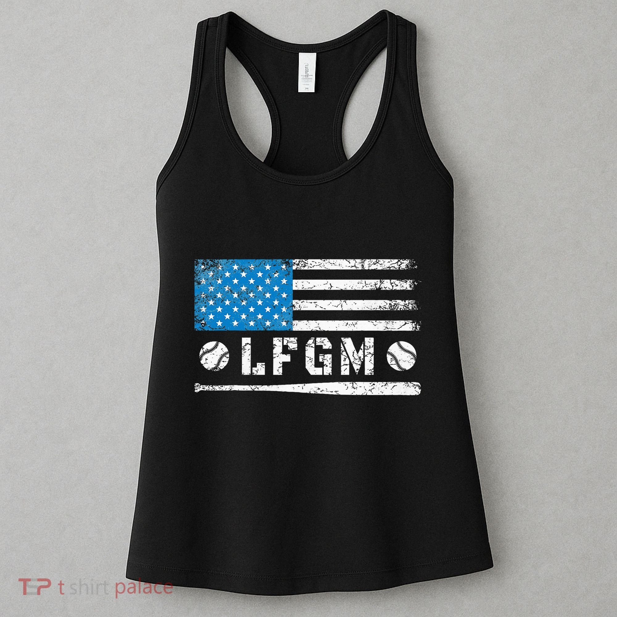 Lfgm American Flag Baseball Fan Women's Tank Top
