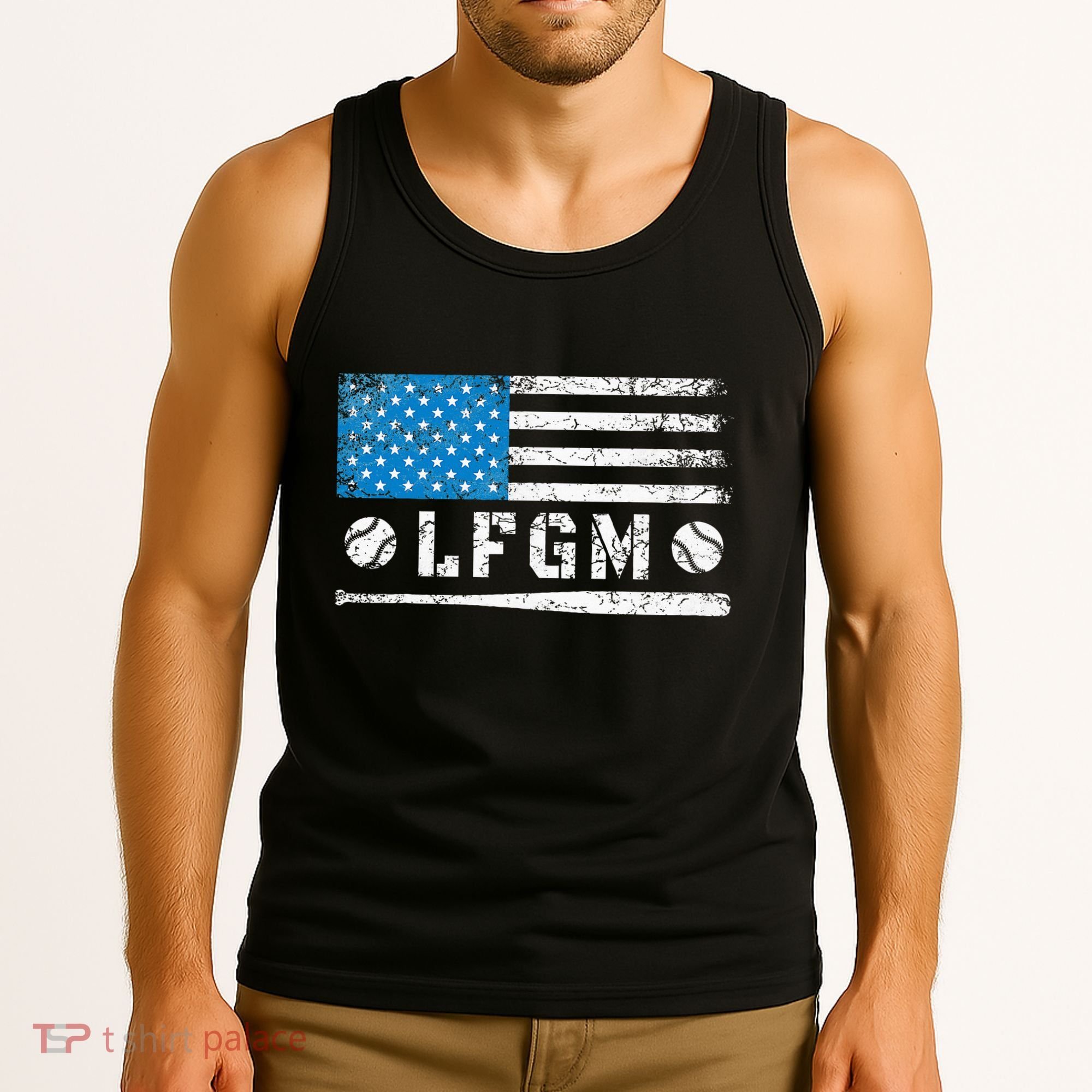 Lfgm American Flag Baseball Fan Tank Top