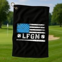 Lfgm American Flag Baseball Fan Golf Towel thumb 1