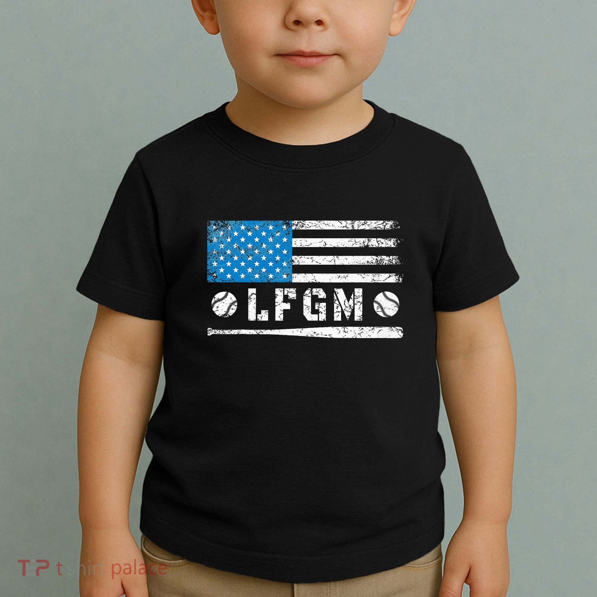Lfgm American Flag Baseball Fan Toddler T-Shirt