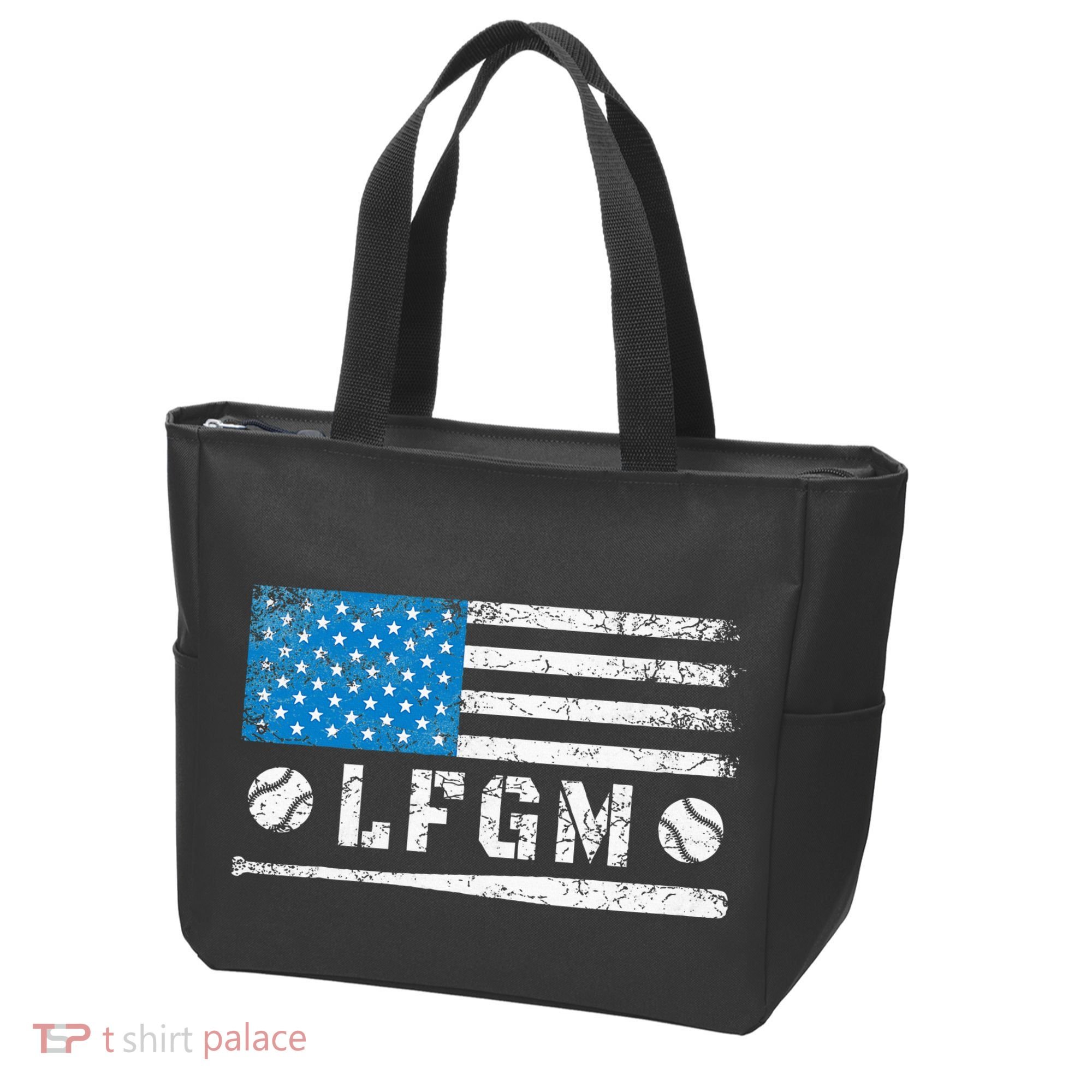 Lfgm American Flag Baseball Fan Tote Bag