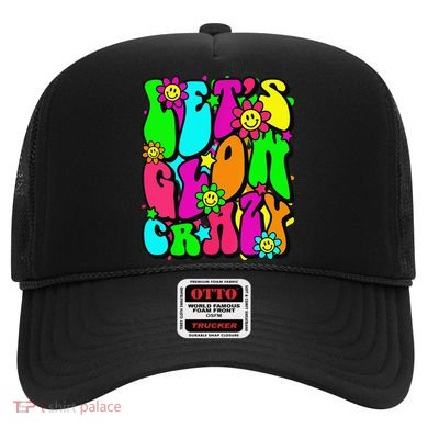 Lets A Glow Crazy Retro Colorful Quote Group Team Tie Dye Hat