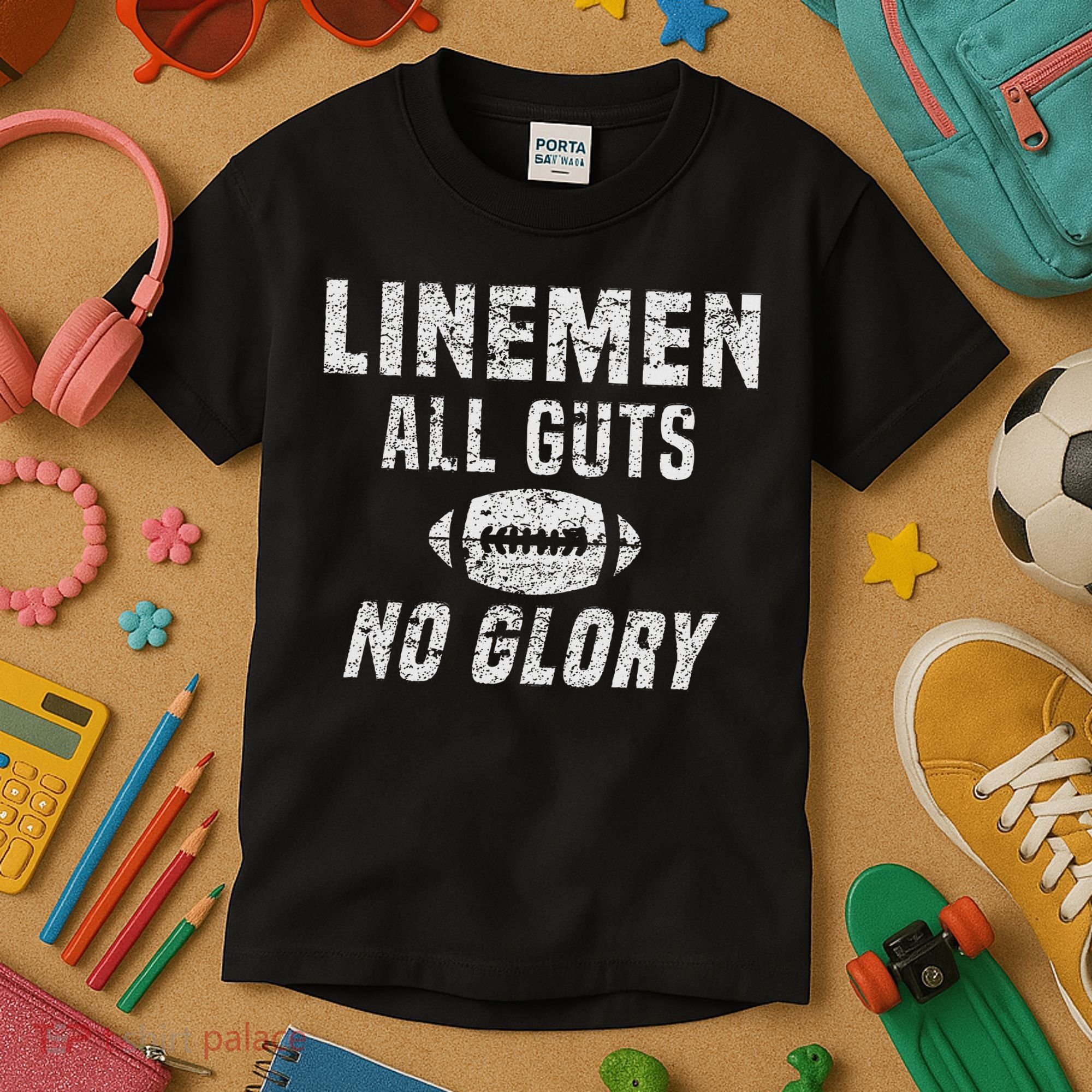 Lineman All Guts No Glory Football Lineman Kids T-Shirt