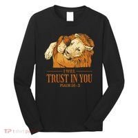Lion And Girl I Will Trust In You Psalm 56 : 3 Long Sleeve Shirt thumb 0