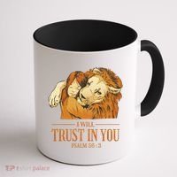 Lion And Girl I Will Trust In You Psalm 56 : 3 Coffee Mug thumb 1