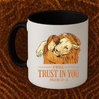 Lion And Girl I Will Trust In You Psalm 56 : 3 Coffee Mug thumb 2