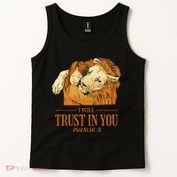 Lion And Girl I Will Trust In You Psalm 56 : 3 Tank Top thumb 2