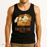 Lion And Girl I Will Trust In You Psalm 56 : 3 Tank Top thumb 3