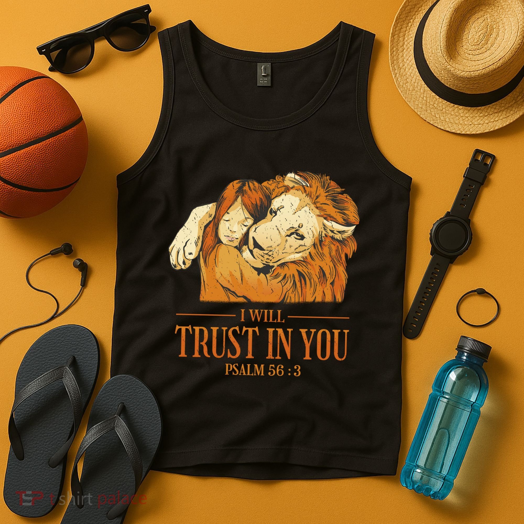 Lion And Girl I Will Trust In You Psalm 56 : 3 Tank Top