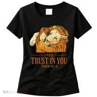 Lion And Girl I Will Trust In You Psalm 56 : 3 Women's T-Shirt thumb 0