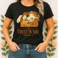 Lion And Girl I Will Trust In You Psalm 56 : 3 Women's T-Shirt thumb 2