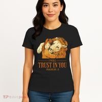 Lion And Girl I Will Trust In You Psalm 56 : 3 Women's T-Shirt thumb 4