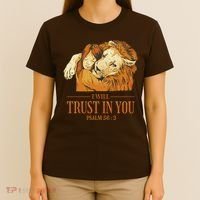 Lion And Girl I Will Trust In You Psalm 56 : 3 T-Shirt thumb 4