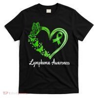 Lymphoma Awareness Green Ribbon Heart Lymphoma Warrior T-Shirt thumb 0