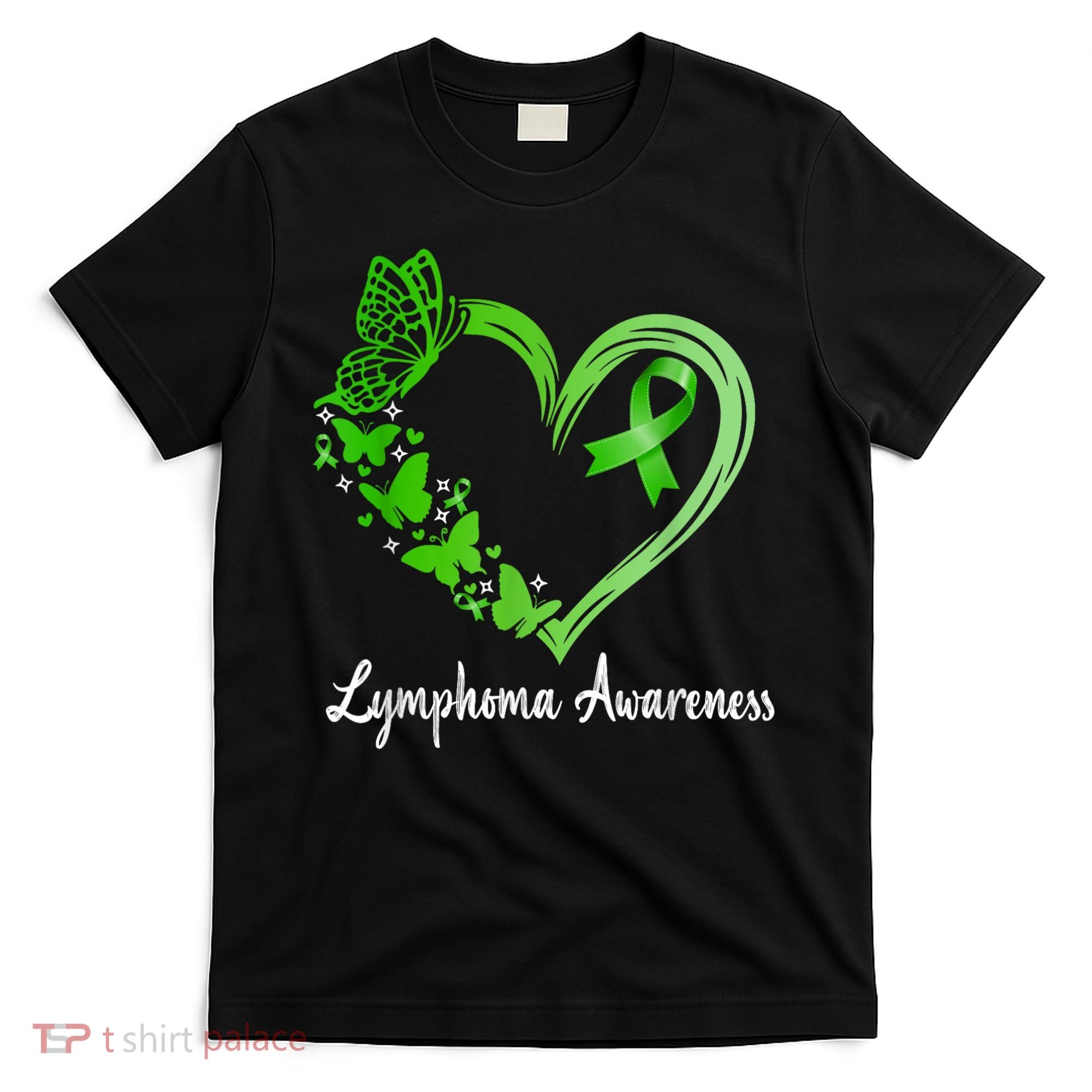 Lymphoma Awareness Green Ribbon Heart Lymphoma Warrior T-Shirt