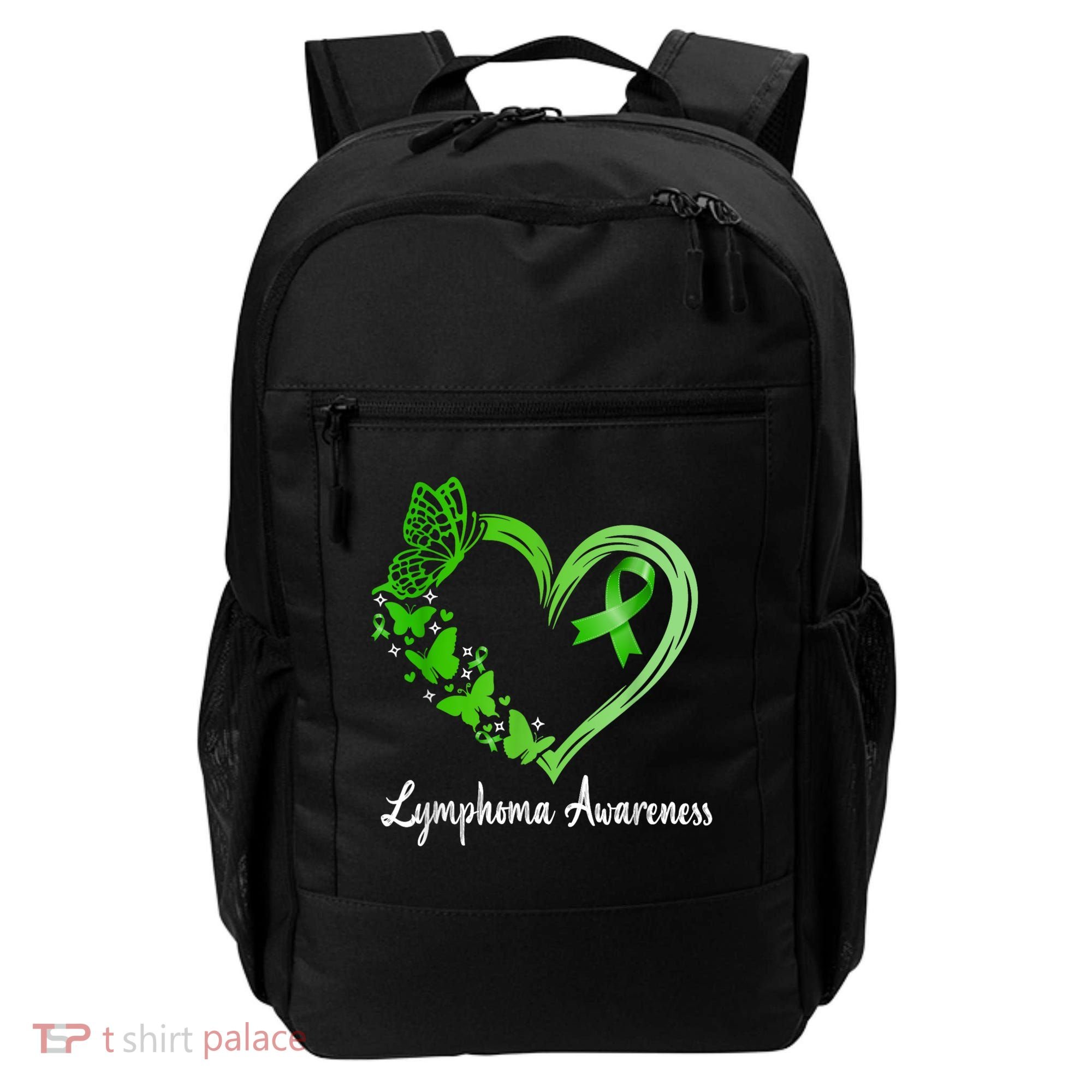 Lymphoma Awareness Green Ribbon Heart Lymphoma Warrior Backpack