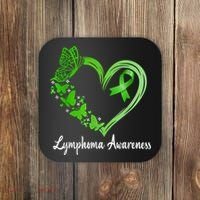 Lymphoma Awareness Green Ribbon Heart Lymphoma Warrior Coaster thumb 0