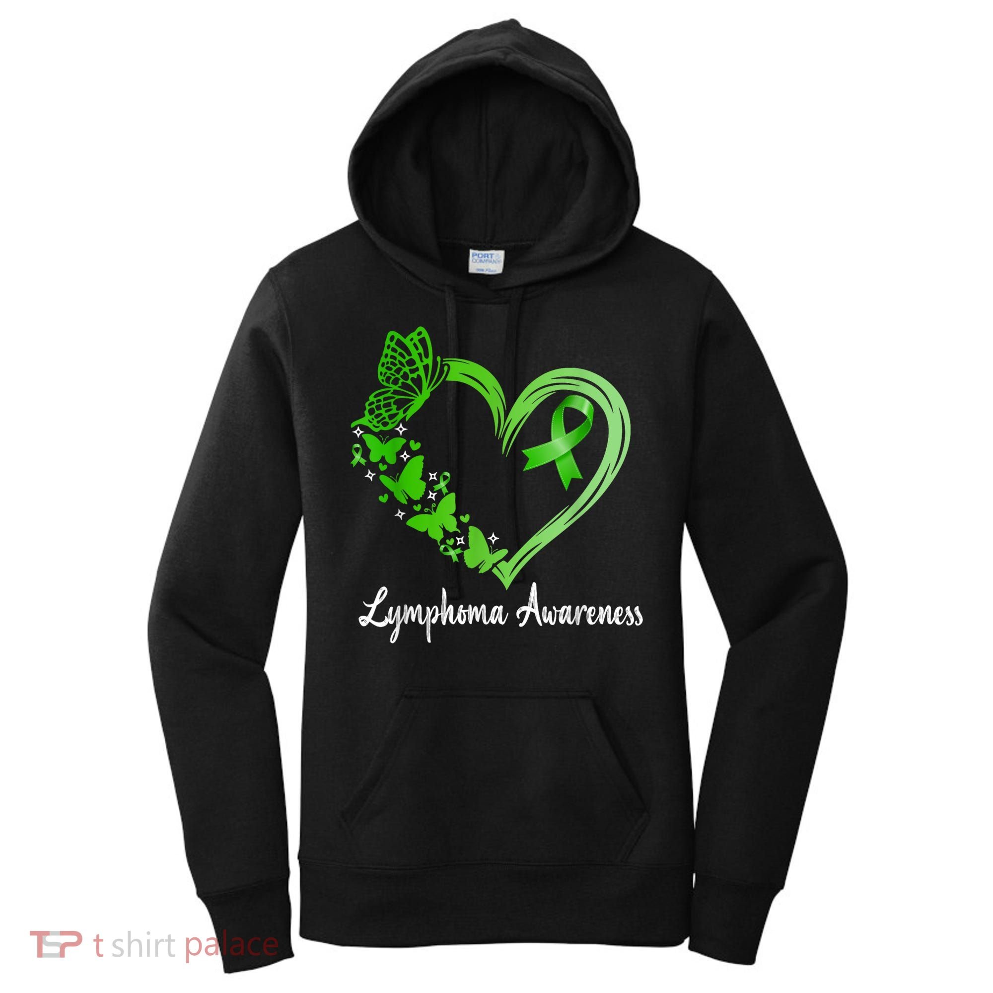 Lymphoma Awareness Green Ribbon Heart Lymphoma Warrior Women's Hoodie