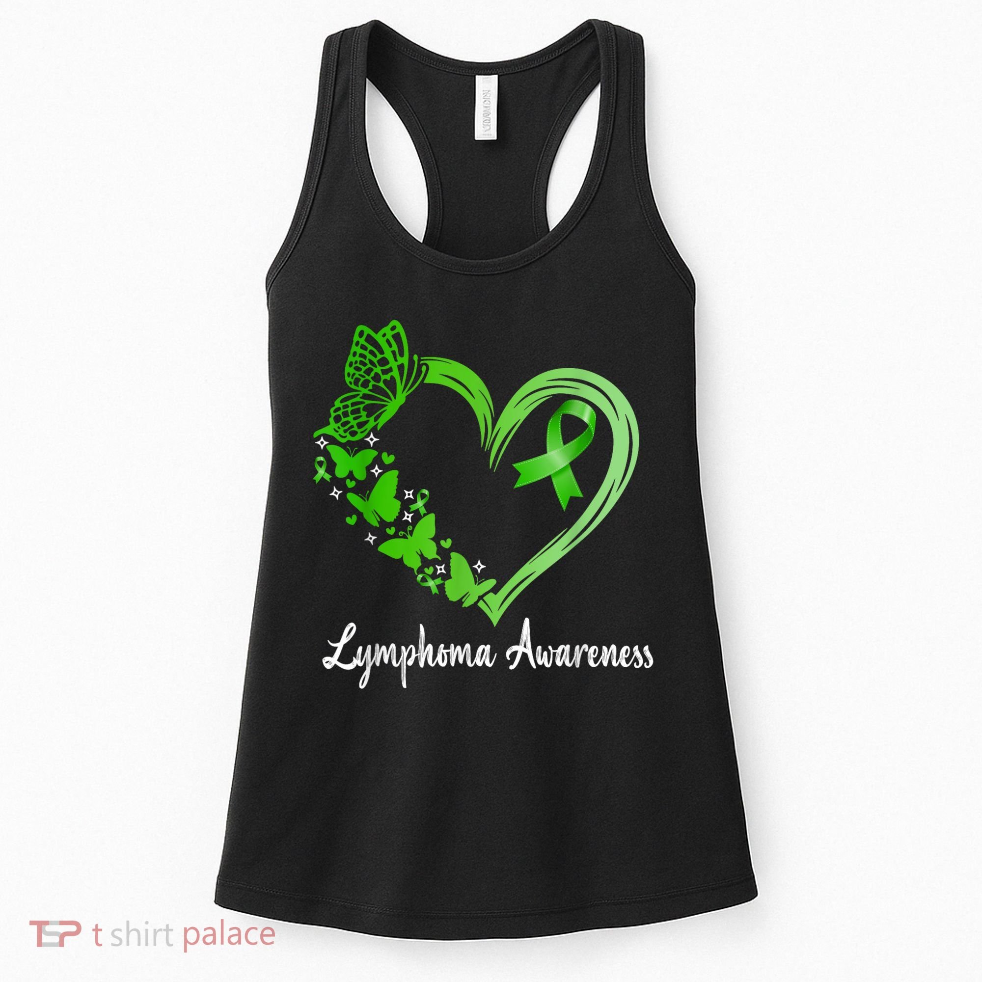 Lymphoma Awareness Green Ribbon Heart Lymphoma Warrior Women's Tank Top