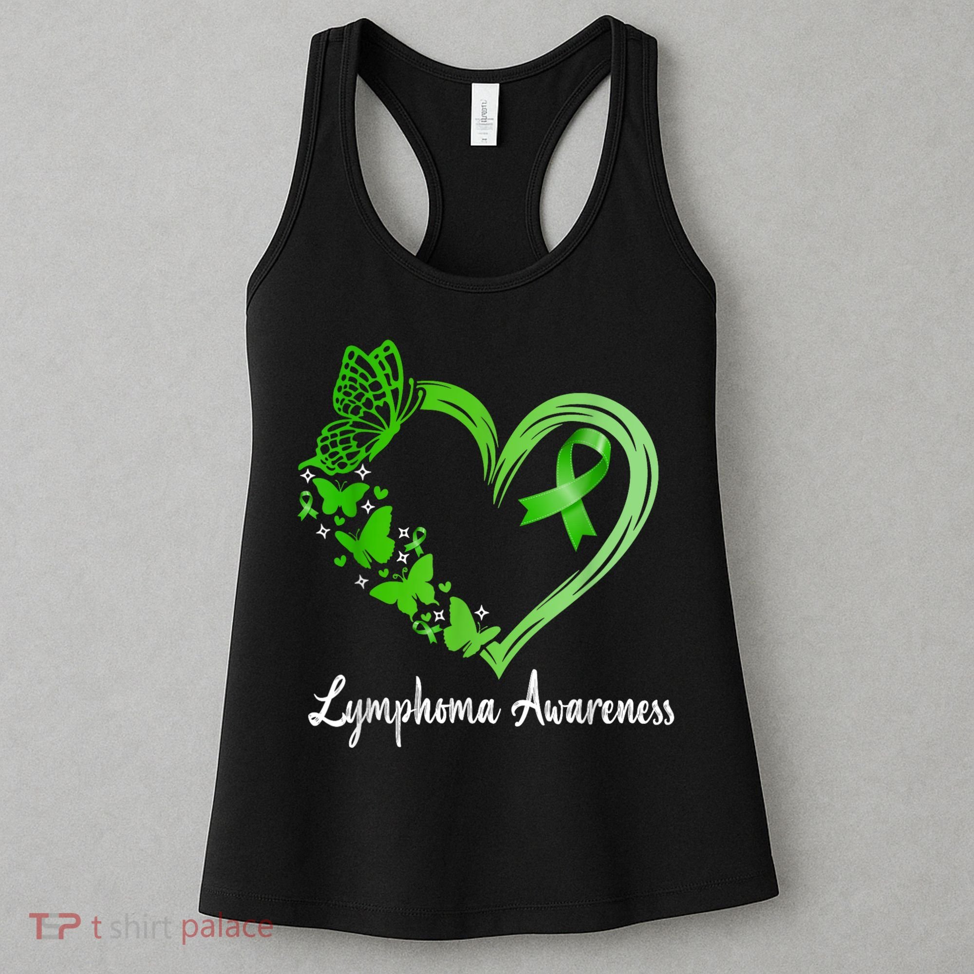 Lymphoma Awareness Green Ribbon Heart Lymphoma Warrior Women's Tank Top