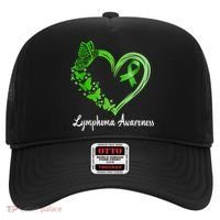 Lymphoma Awareness Green Ribbon Heart Lymphoma Warrior Hat thumb 0