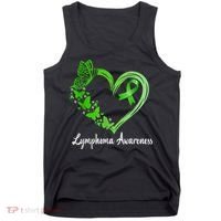 Lymphoma Awareness Green Ribbon Heart Lymphoma Warrior Tank Top thumb 0