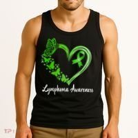 Lymphoma Awareness Green Ribbon Heart Lymphoma Warrior Tank Top thumb 3