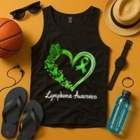 Lymphoma Awareness Green Ribbon Heart Lymphoma Warrior Tank Top thumb 4