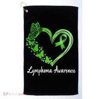Lymphoma Awareness Green Ribbon Heart Lymphoma Warrior Golf Towel thumb 0