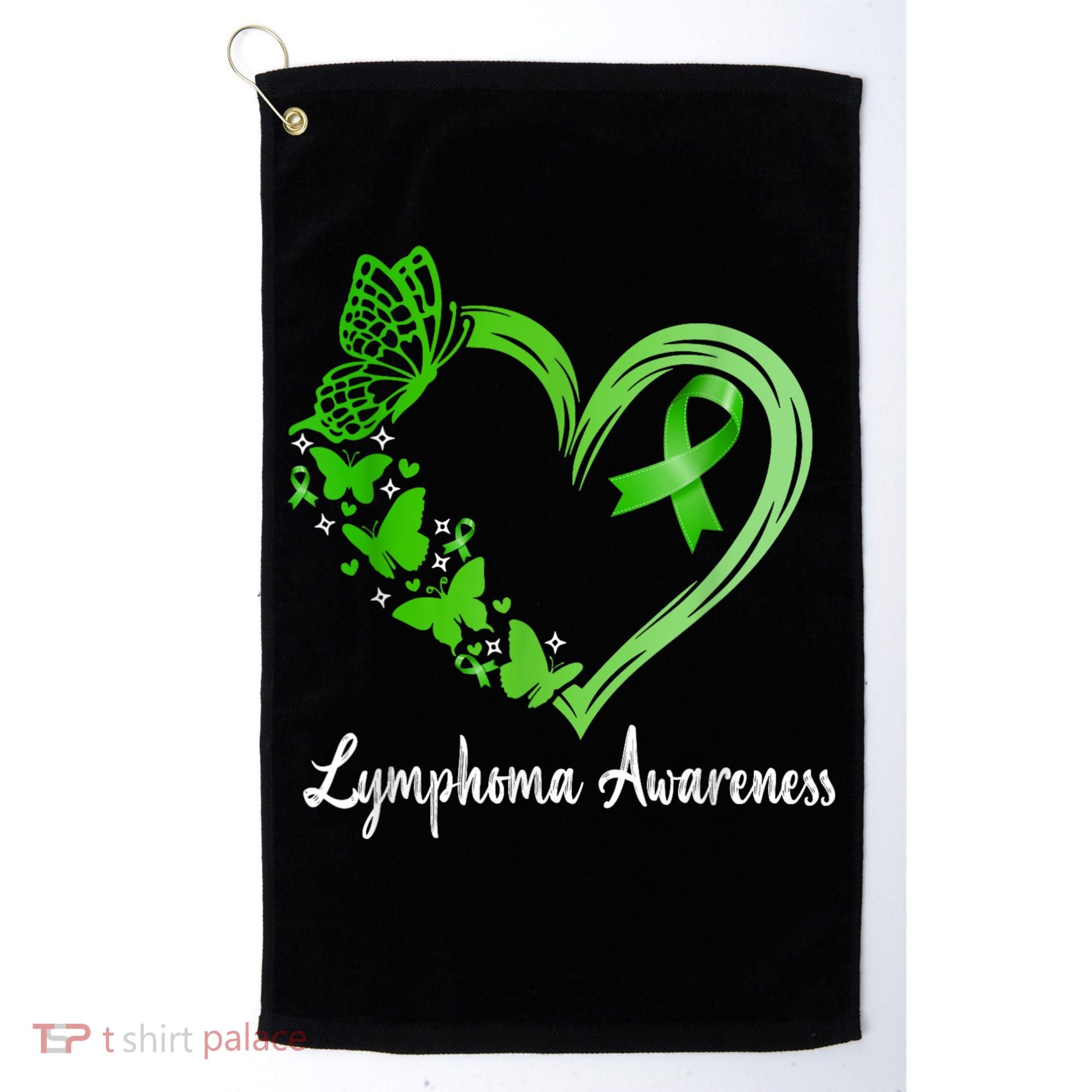 Lymphoma Awareness Green Ribbon Heart Lymphoma Warrior Golf Towel