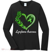 Lymphoma Awareness Green Ribbon Heart Lymphoma Warrior Women's Long Sleeve Shirt thumb 0