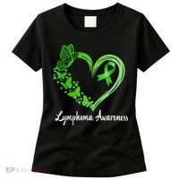 Lymphoma Awareness Green Ribbon Heart Lymphoma Warrior Women's T-Shirt thumb 0
