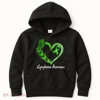 Lymphoma Awareness Green Ribbon Heart Lymphoma Warrior Kids Hoodie thumb 0